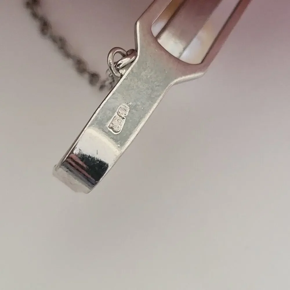 Silver Tone Tie Bar Clip Stick Clasp With Chain Faux Pearl Unbranded Small Short